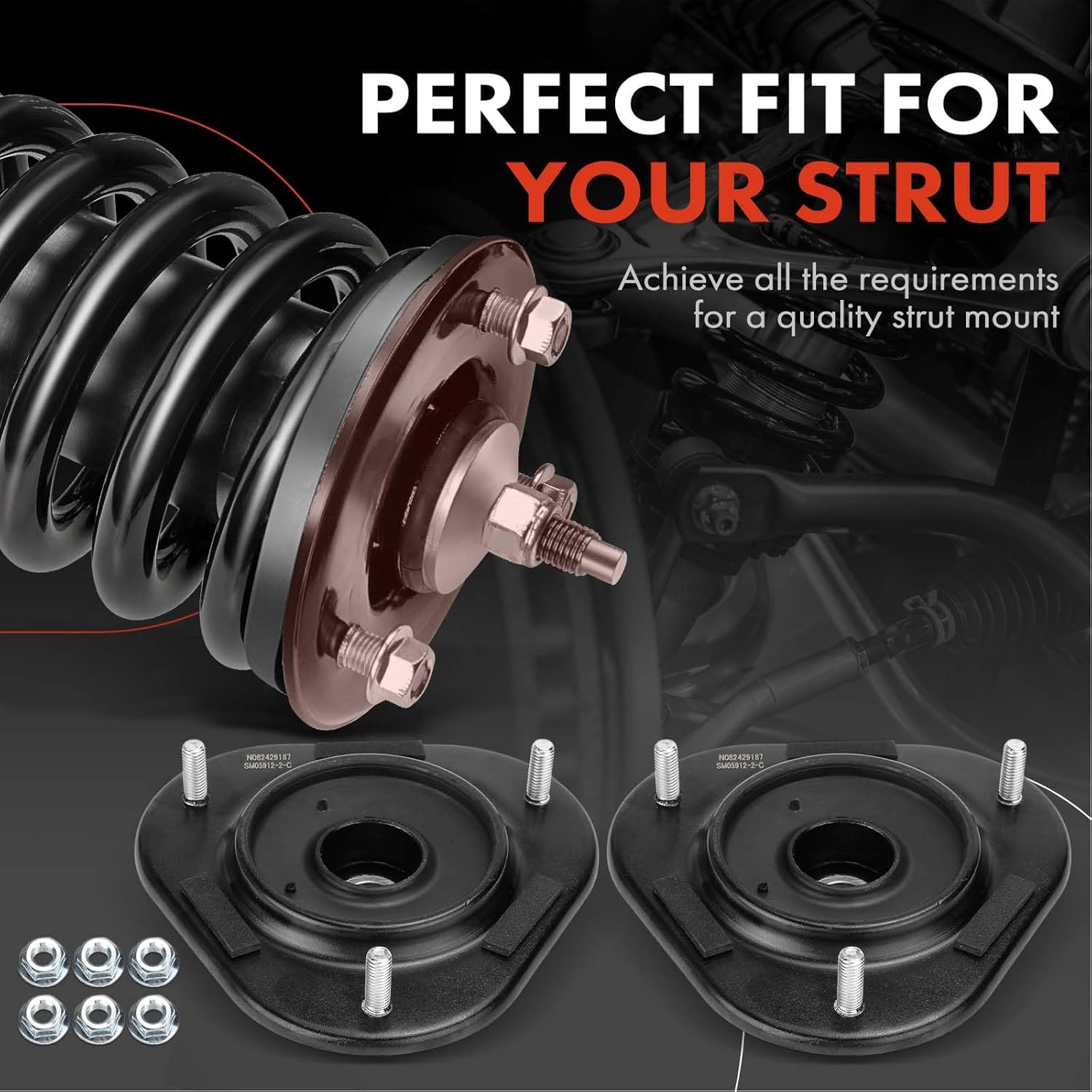 A-Premium Front Suspension Strut Mounts Compatible with Toyota Corolla 1988-2002 & Chevrolet Prizm 1998-2002 & Geo Prizm 1989-1997, 2-Pack