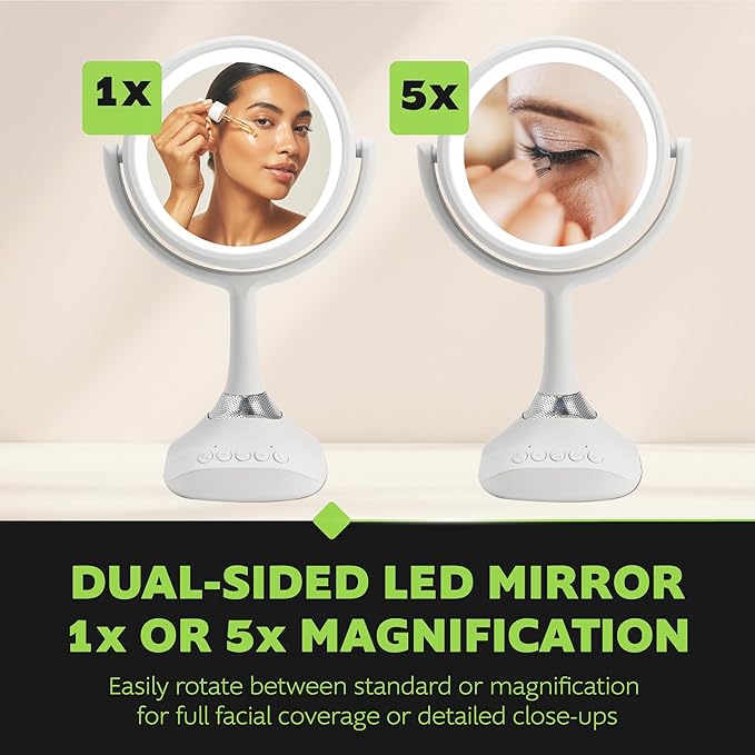 Espejo de Maquillaje Personal Homewerks 7.5" con Bluetooth y Luz LED miniatura 8