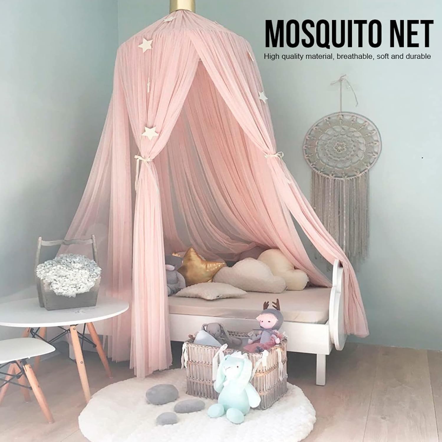 gernie M osquito Net, Elegant Dome Bed Canopy, Baby Crib Hanging Curtain with Hanging Kit, Soft Breathable Playing Tent Canopy, Princess Girls Room Decoration, 23.6 x 94.5inch ()