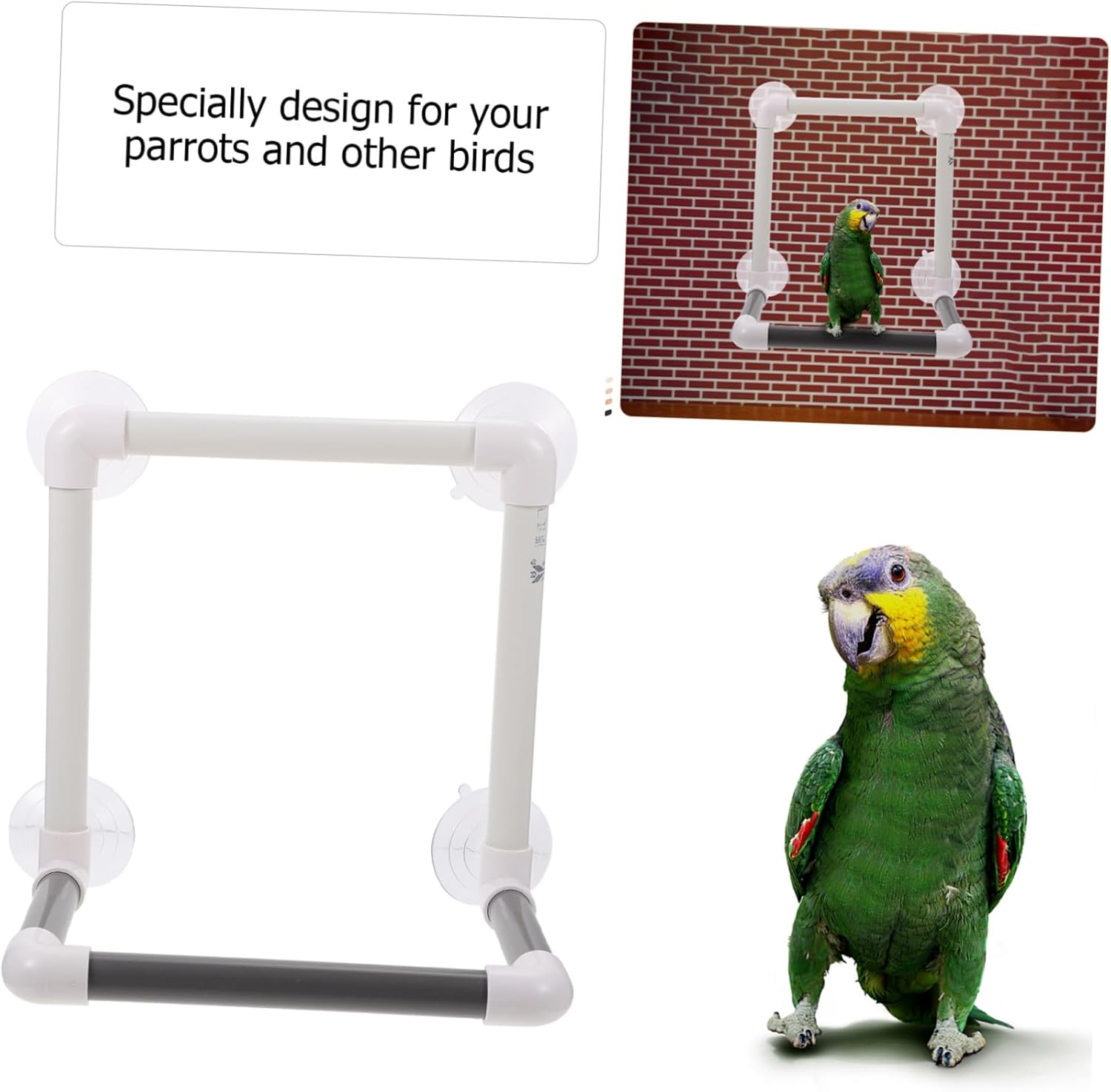 Large Bird Shower Perch for Parrots Wall-Mounted Window Hanging Stand Abs Material Natural Sunlight Access Safe Bathing Plaything for Pet Birds and Parakeets