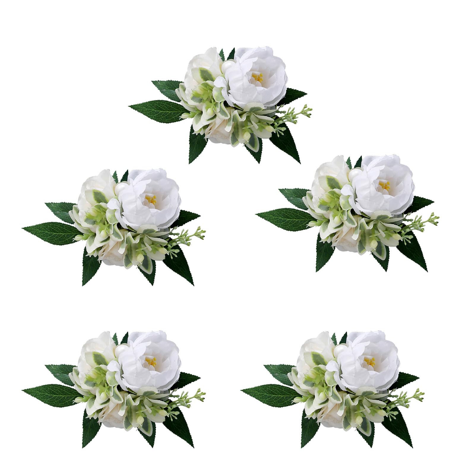 Kalttoy Wrist Flower 5Pcs Artificial Flower Wrist Corsages Boutonniere For Grooms And Bride, Wedding Flower Accessory Proms Suit Decorations Banquets Party Decoration