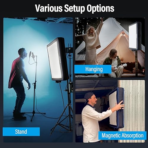 Miniatura 7 de SIRUI Luz de video LED bicolor inflable automática de 200W, 2800K-8500K CRI 96 Panel de luz de estudio con control de aplicación para fotografía,