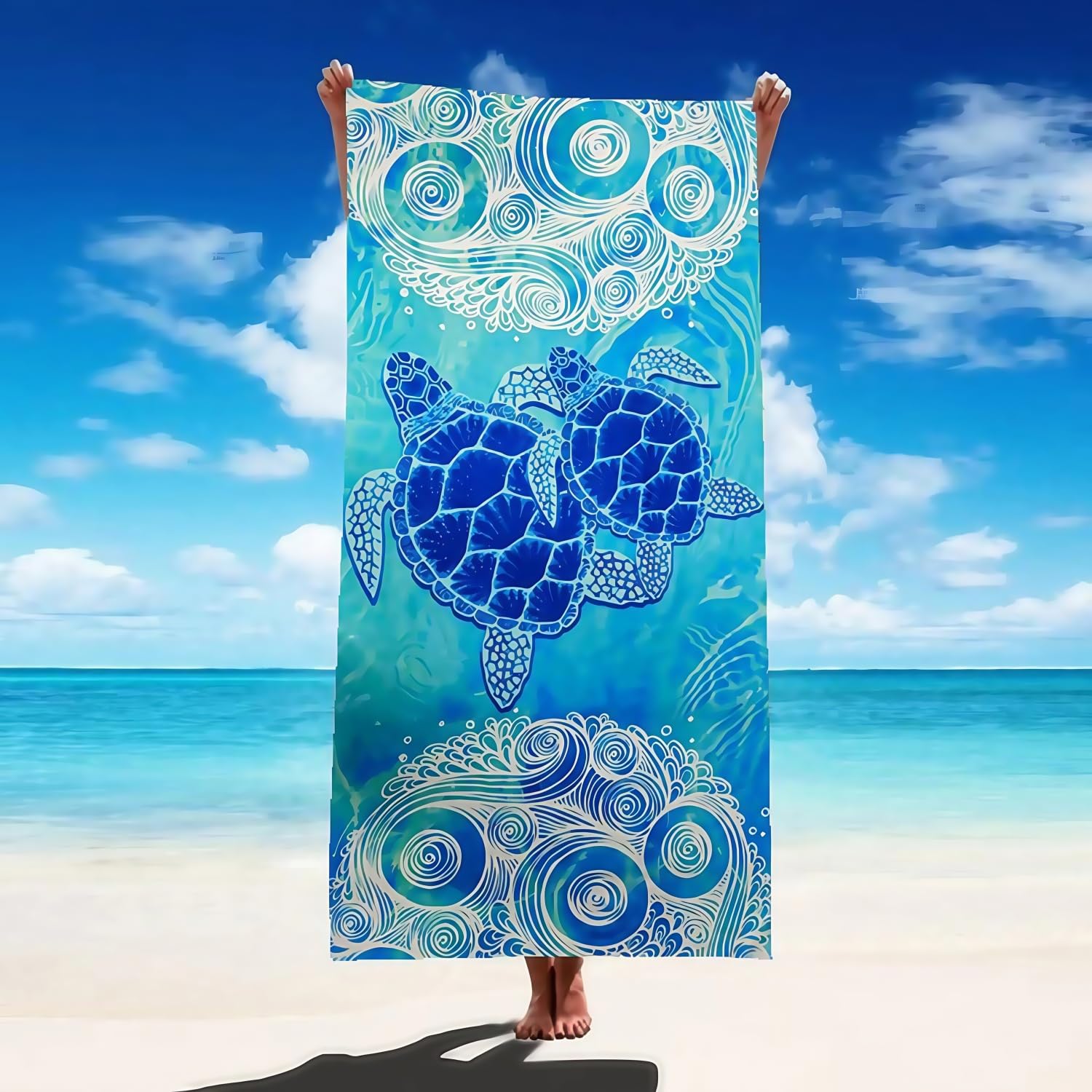 Kiuiom Duży ręcznik plażowy, koc plażowy, lekki i szybkoschnący, 180 x 80 cm