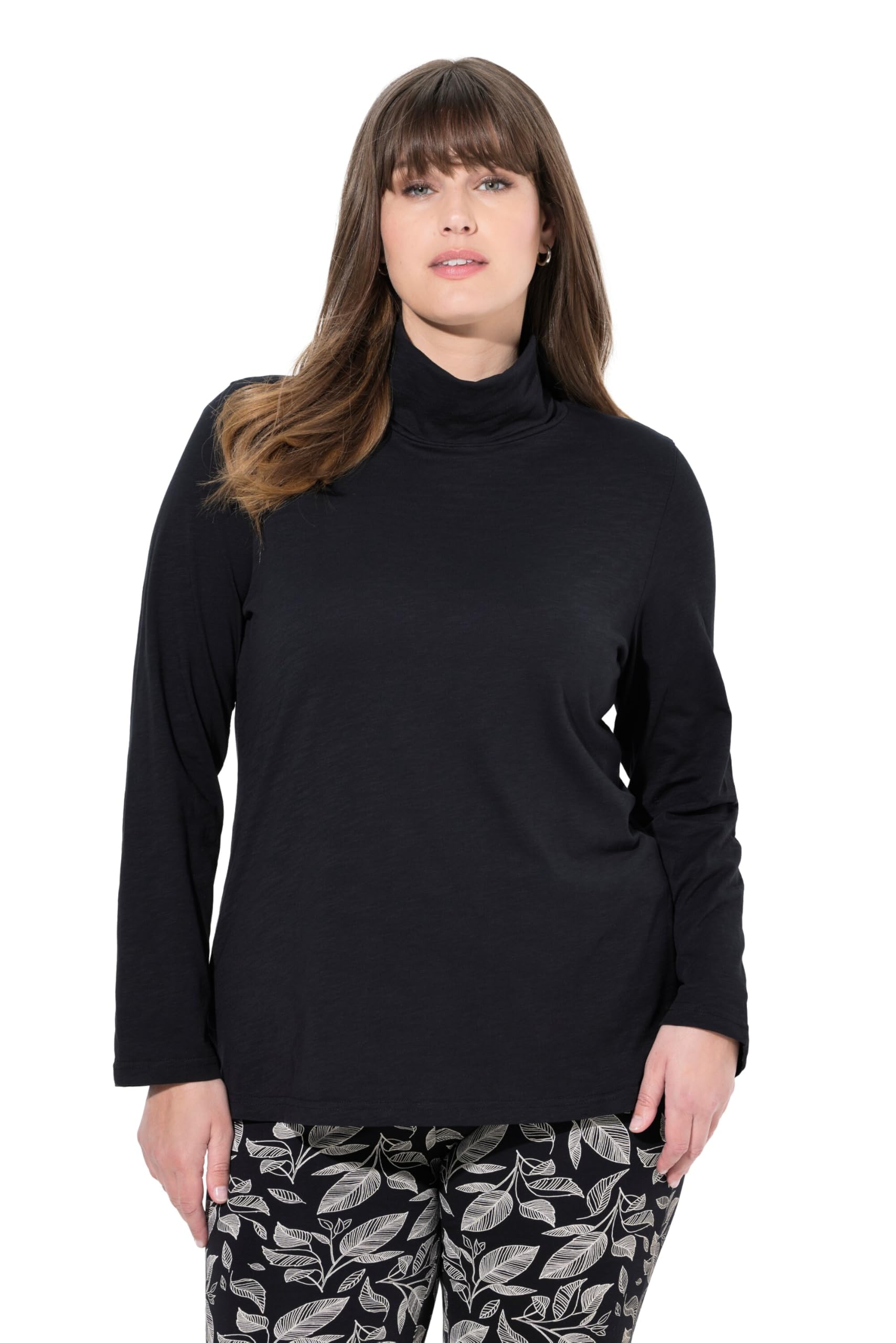 Ulla Popken Women's Turtleneck T-Shirt, Black, 58-60, Black, 32 UK/34 UK