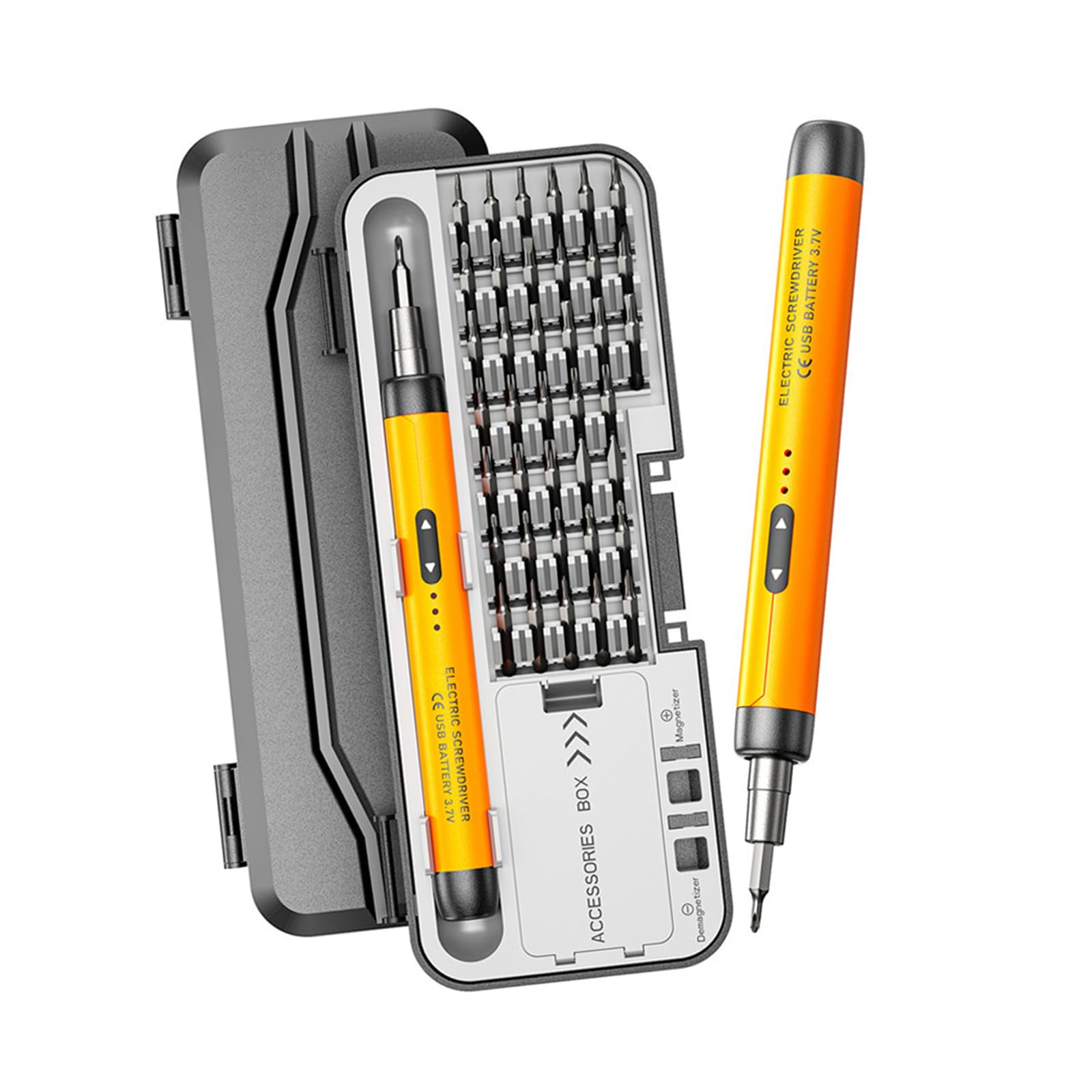 Oxxggkao Yellow 46 Piece Cordless Screwdriver Set With Tips And Pry Tools For Phone Laptop Repair Eyeglass Game Console Repair Set