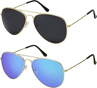 La Optica B.L.M. Unisex Sonnenbrille UV400 CAT3 Pilotenbrille Retro - Farben, Einzel-, Doppelpacks