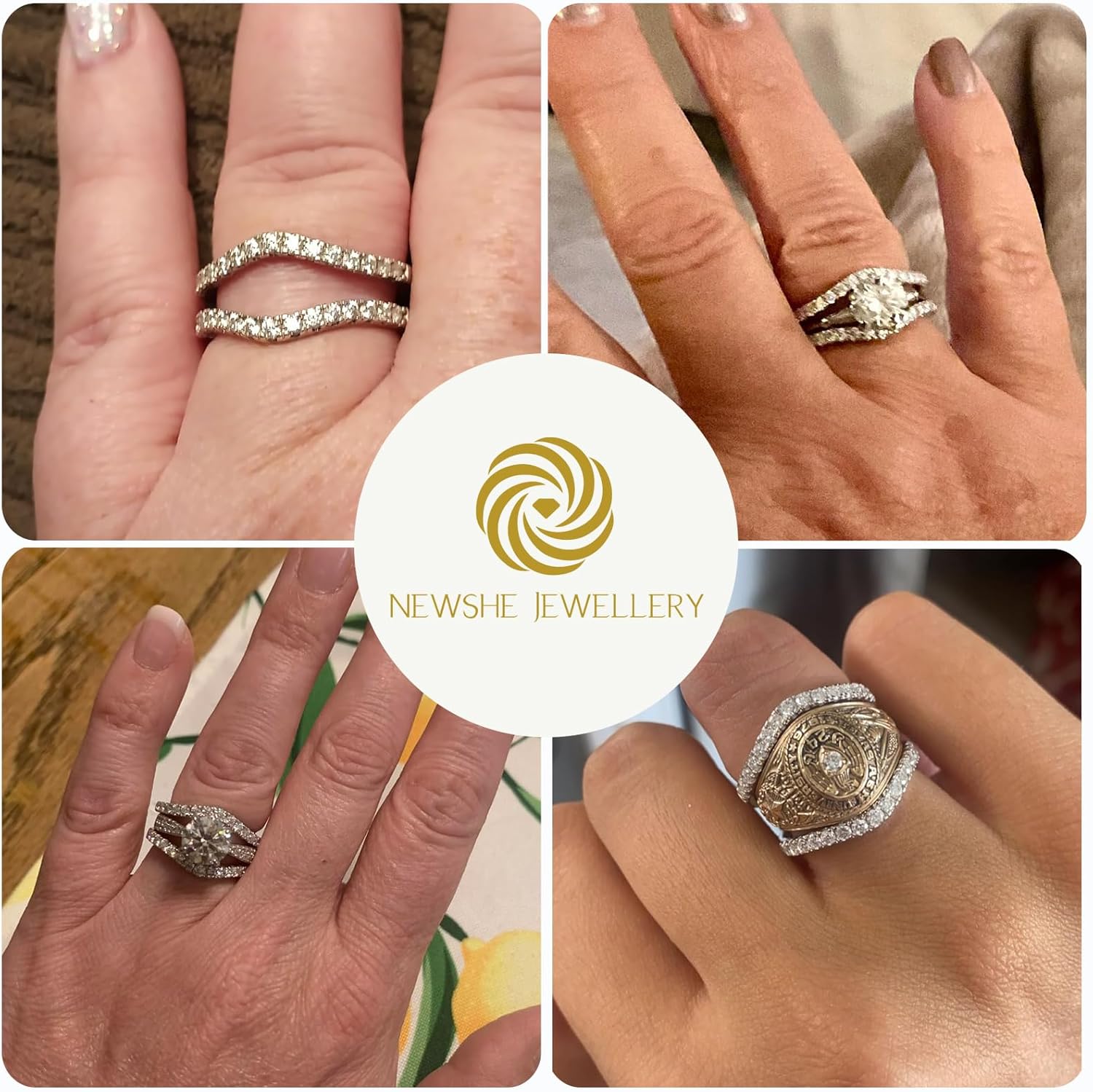 Newshe Jewellery Moissanite Wedding Band for Women Ring Enhancer for Engagement Rings 925 Sterling Silver Rings Size 5-10 - Image 2