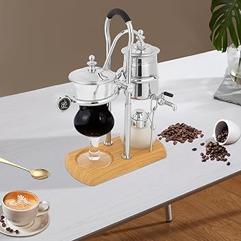 Dekltus Cafetera, Sifón Equilibrio Cafetera, Cafetera de Vacío, Sifón Belga máquina de café se puede utilizar para extraer café y para preparar té (Plata)1
