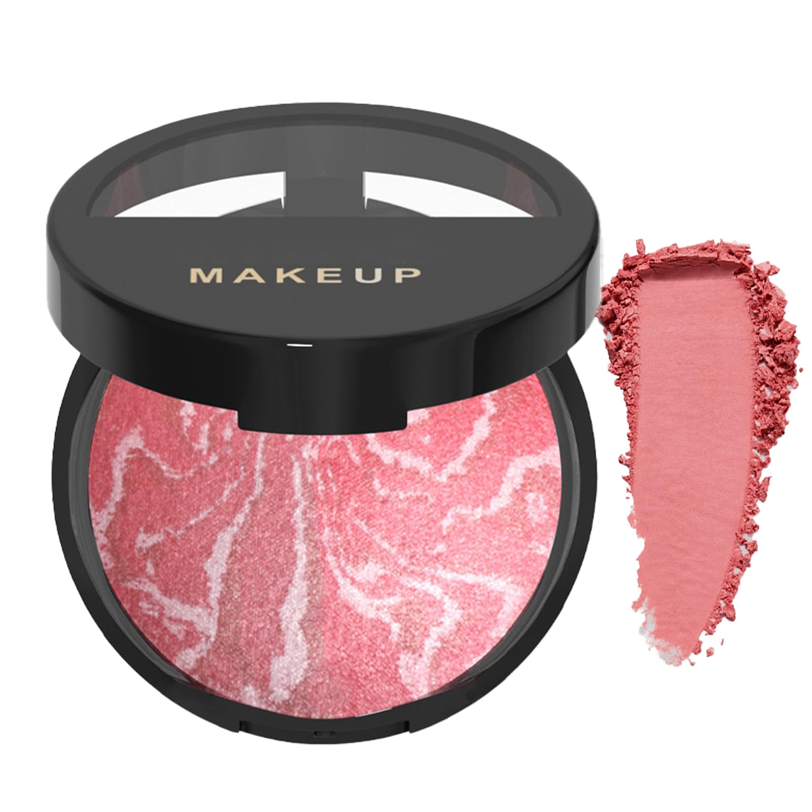 Baked Blush, Buildable Blush Powder, Long-lasting 24H Wear, Shimmer Brick Pressed Blusher, Transfer, Water & Sweat Resistant, New Formula (#01)