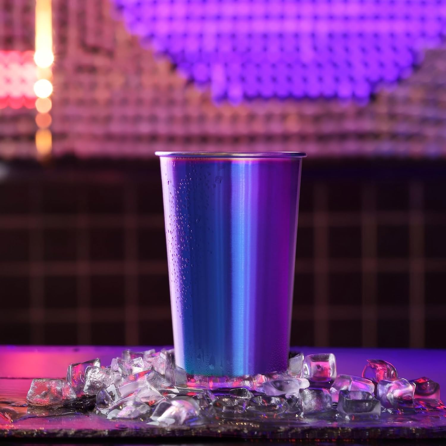 MEWAY 8 Pack 16oz Stainless Steel Pint Cup,Healthy Unbreakable and Stackable,Metal Drinking Glasses，Beer Glasses（Rainbow） - Image 4