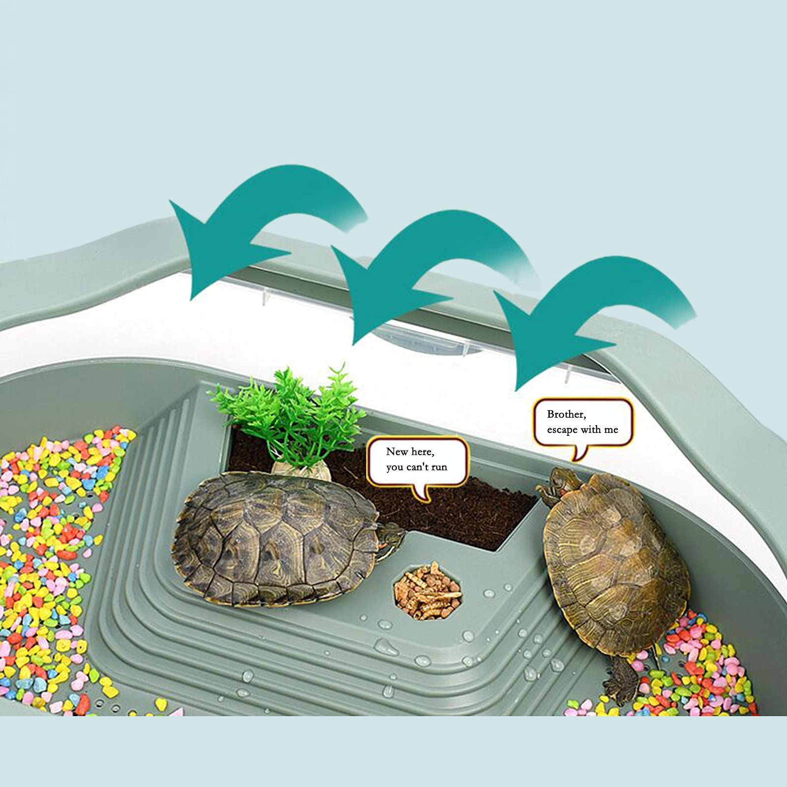 Serbatoio di tartaruga Tartaruga Tarcoise con terrazzo Paesaggistica villa Terrario Home Allevamento Brasile Tortoise Allevamento Grande scatola di tartaruga ecologica dedicata per Interni Esterni ( S