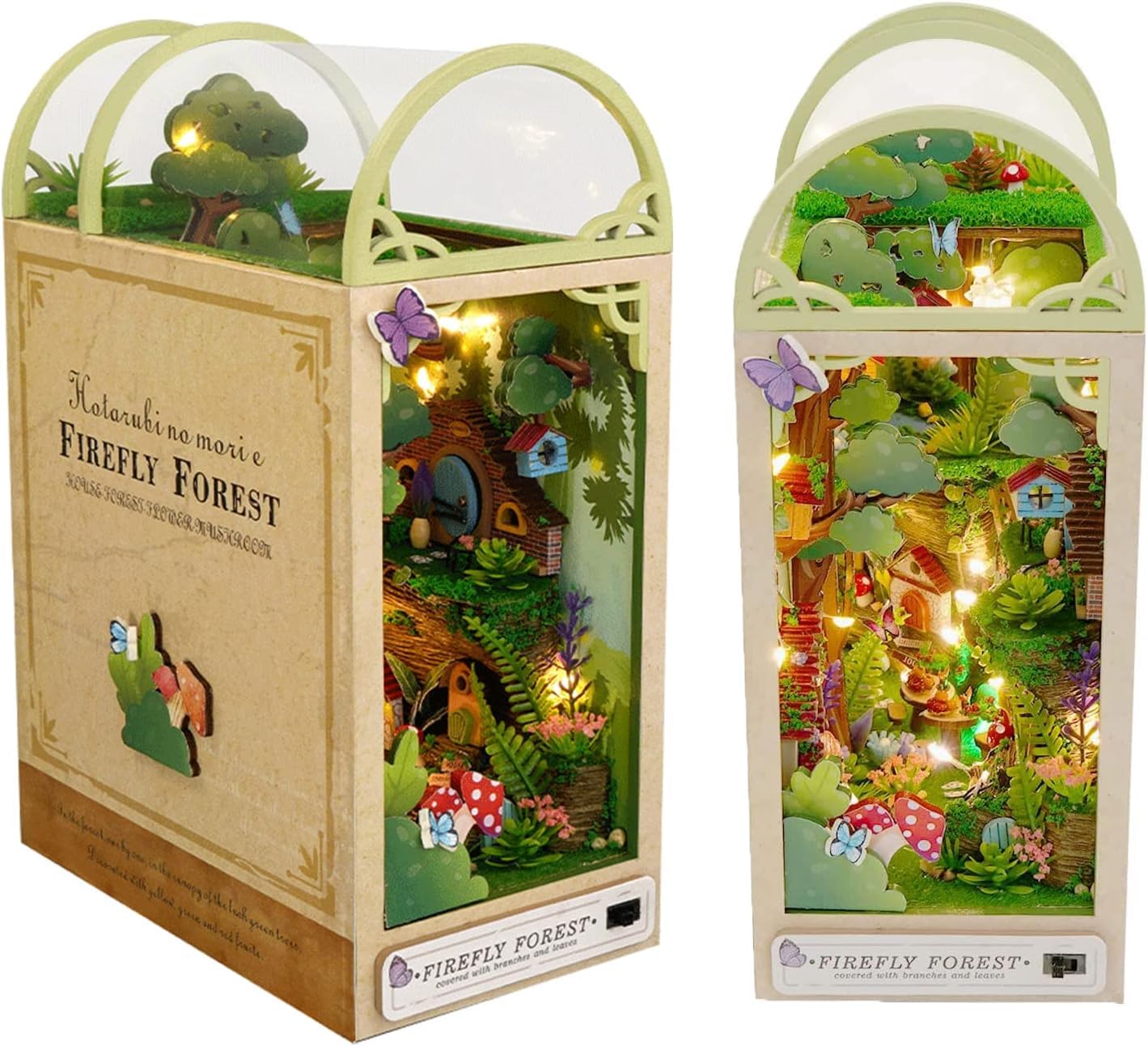 SKADE DIY Dollhouse Wood Bookends Book Nook Model Building Kit With LED Light For Teens And Adults To Build-Creativity Gift For Birthdays Christmas Halloween (Style 4)