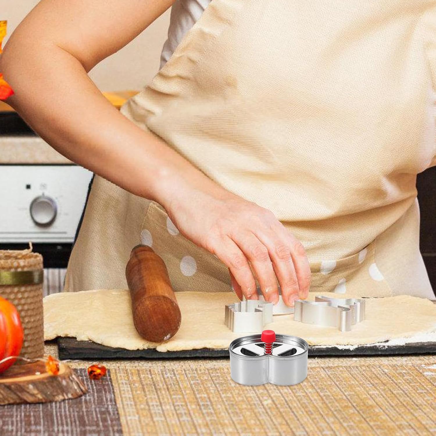 3-hole Stainless Steel Cookie Mold Press Cutter for Baking