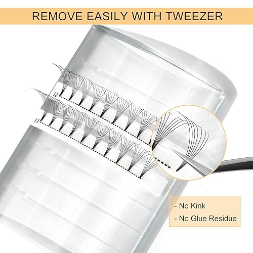 Miniatura 3 de Extensiones de pestañas prefabricadas 7D 0.07mm curvatura C 10mm, abanicos suaves de tallo corto 3D4D5D6D7D8D 0.070.10mm CD 8-18mm, mixta 9-16mm,