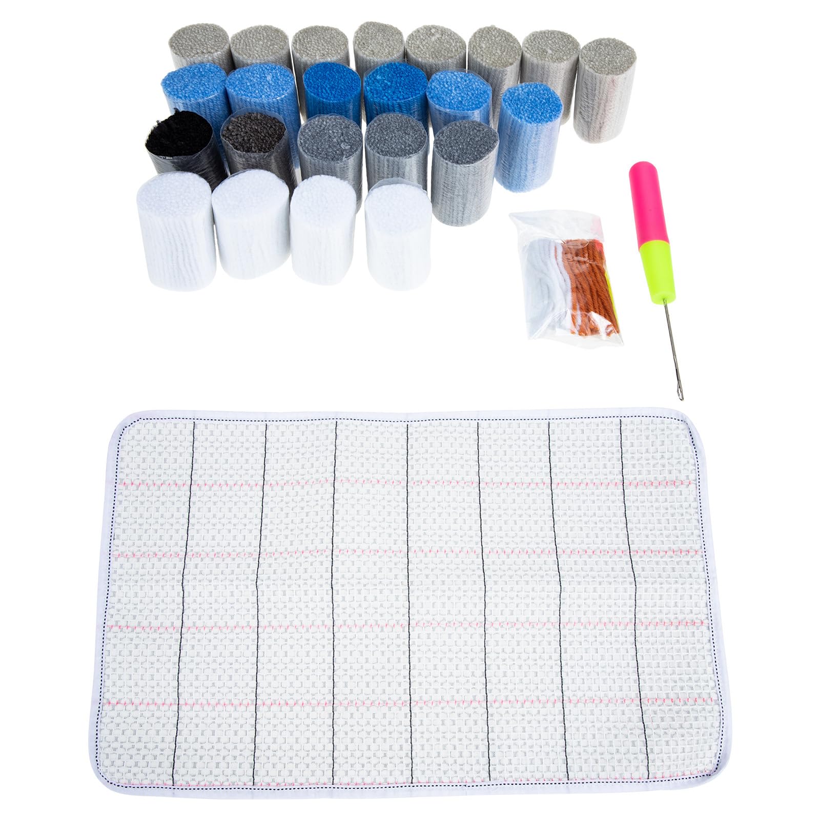 Kit de gancho de pestillo sin caída de pelo para tejer alfombras fáciles 8