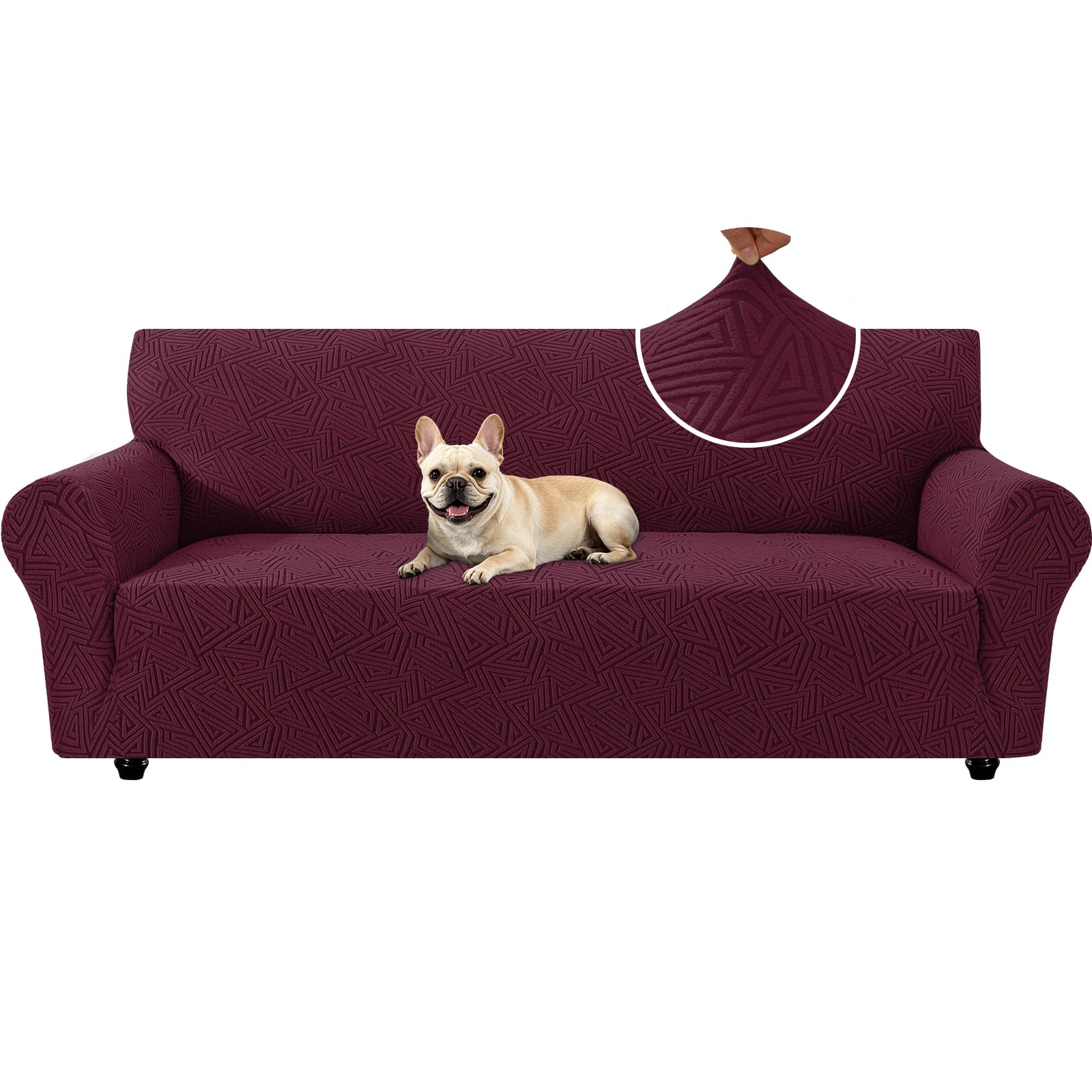 Ystyle Funda Sofa 3 Plazas con Brazos, Burdeos