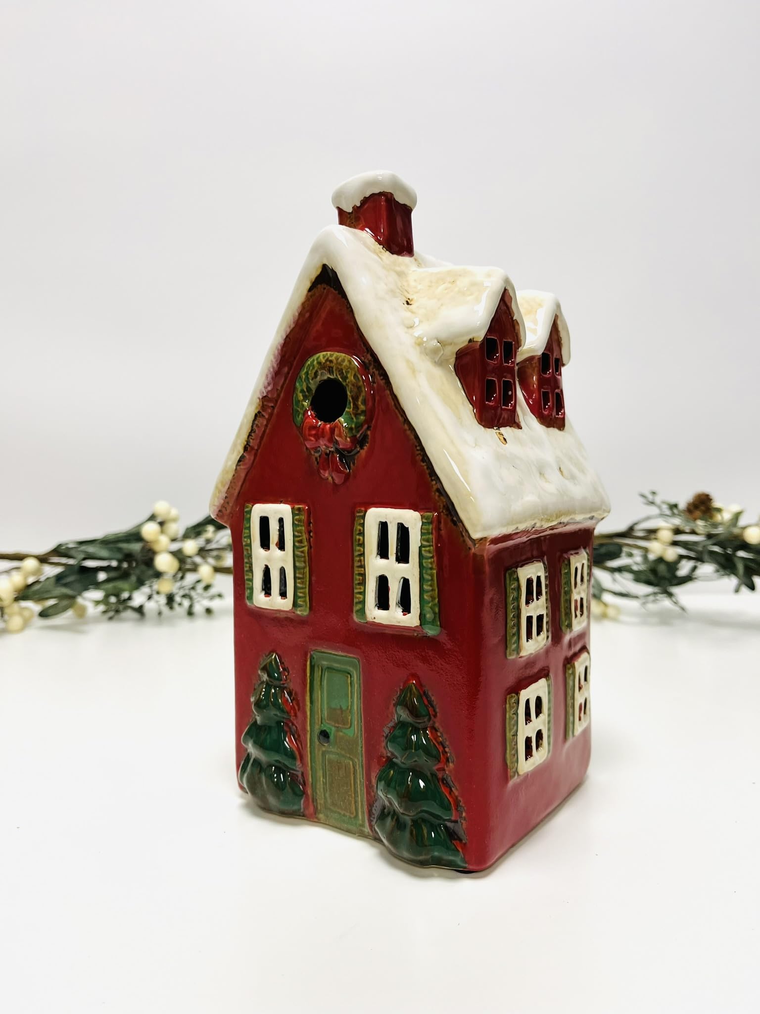 My Square Mile Christmas House (23Cm) Tealight Candle Holder Housewarming Gift Cottage Ceramic Village Pottery House Ornament (Christmas House (23Cm))