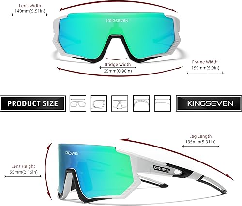 Miniatura 40 de KINGSEVEN Gafas de sol polarizadas de ciclismo para hombre, gafas de sol deportivas MTB gafas de bicicleta UV400 protección LS910 Rojo