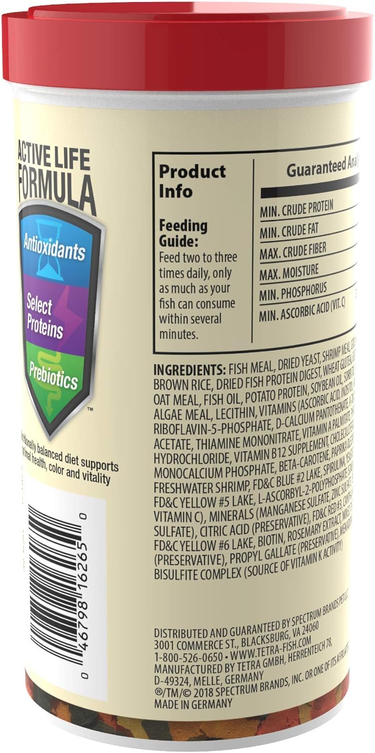 Tetra 16265 Color Tropical Flakes with Natural Color Enhancer, 2.82-Ounce