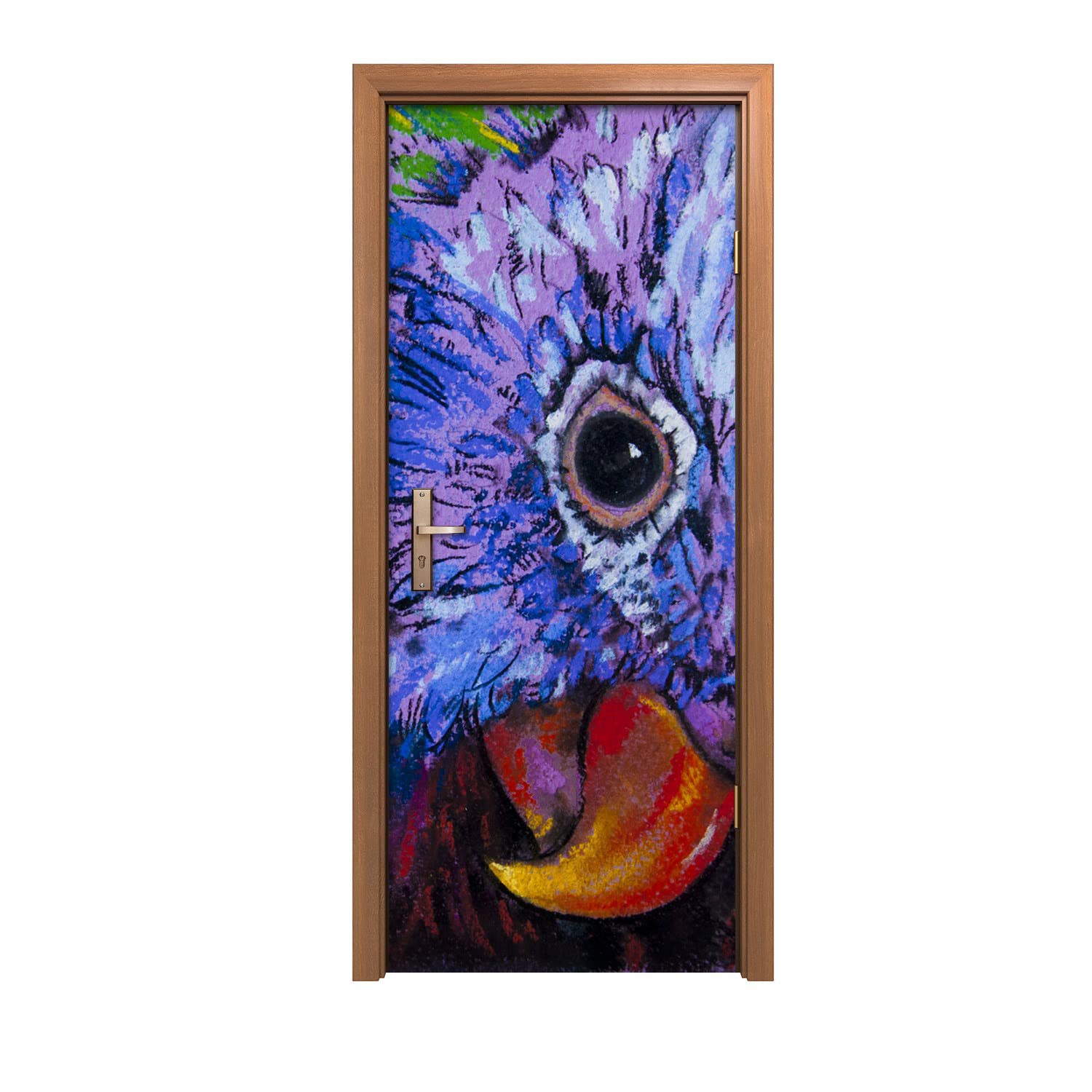 Autocollant de porte 90x200cm motif perroquet animal pour décoration murale
