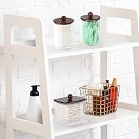 Vista 8 de Tbestmax Juego de Accesorios Organizadores para Baño - 10 oz, 7 oz Soporte de Almacenamiento para Hisopos con Tapas de Bambú, Dispensador de Bolas