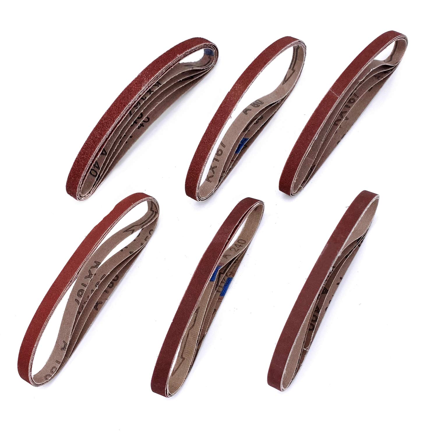 24 PCS 1/2 x 18 Sanding Belt, Sanding Belts Assortment of 40 80 120 150 240 400 Grit