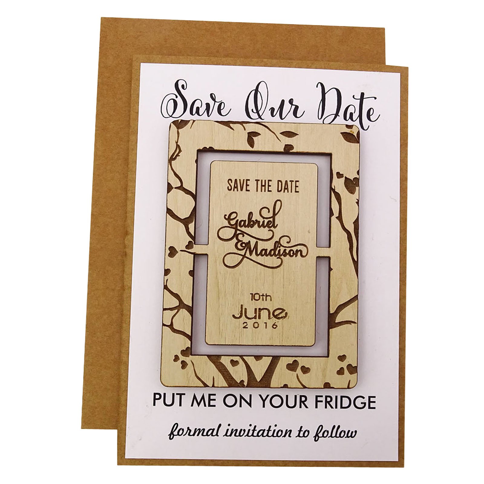 Magnet en bois gravé mariage pour ne plus jamais oublier votre date