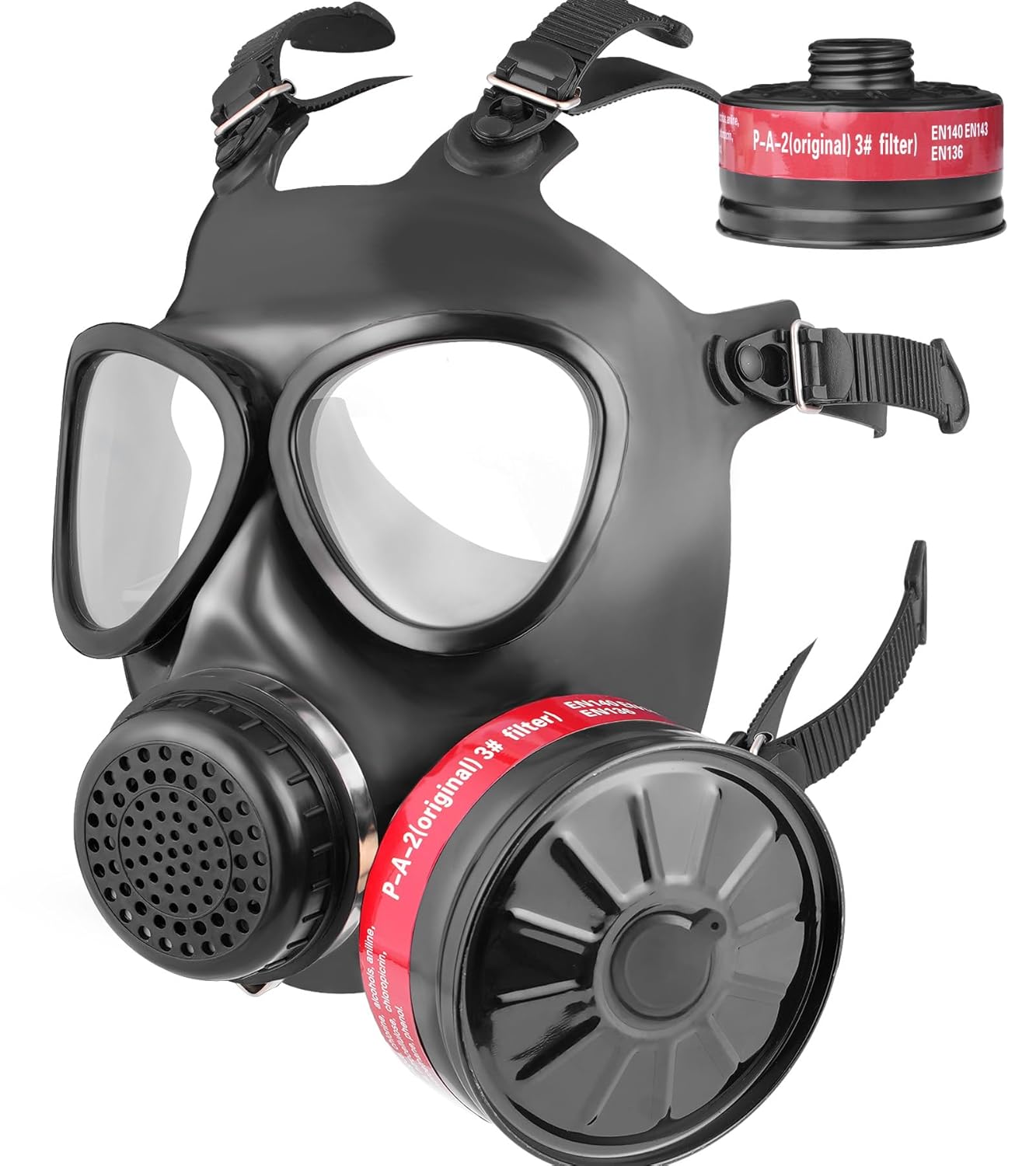 Gas mask with 40mm activated carbon filter full-face respirator