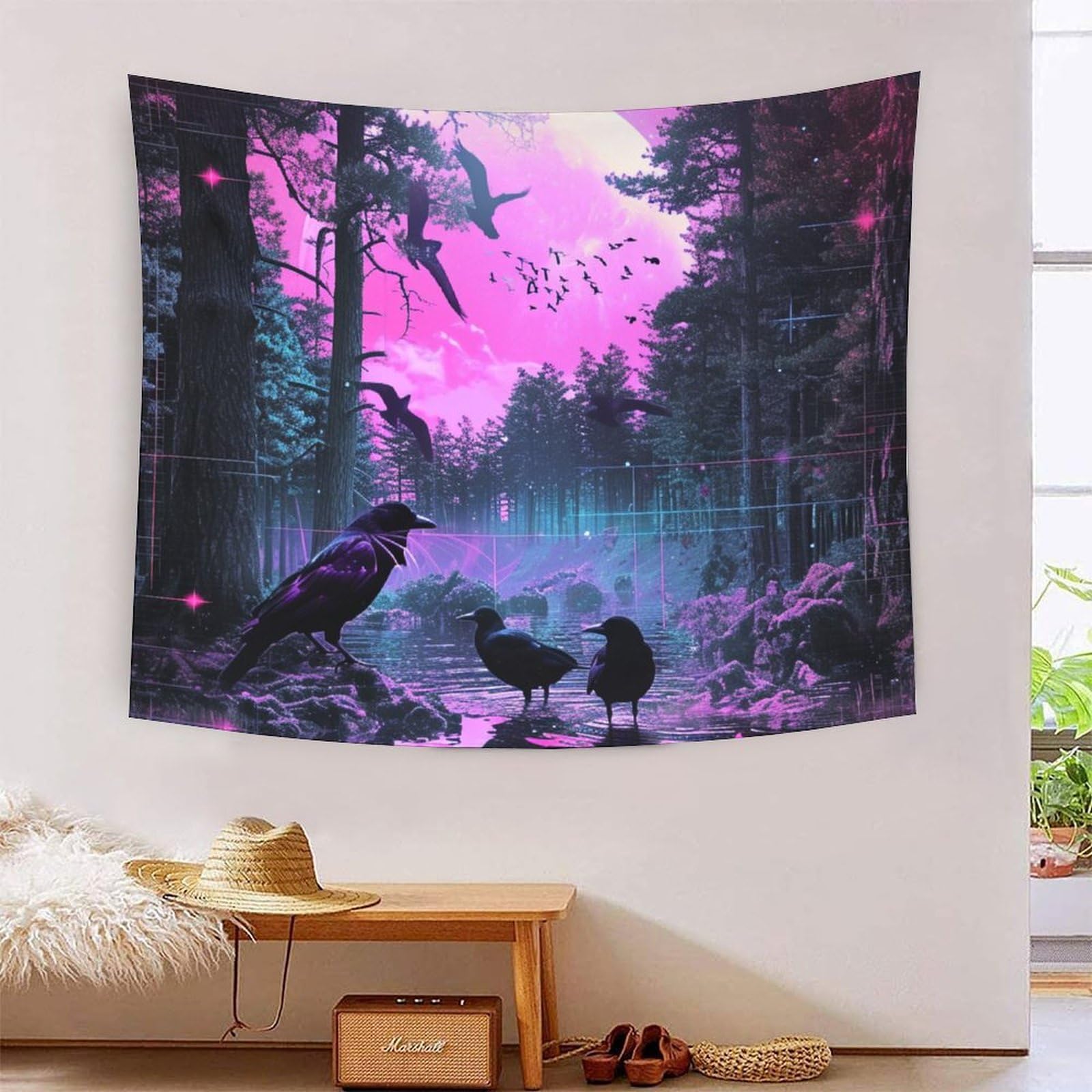 Kayztgsda Style-6 Crow Tapestry Wall Tapestry Wall Hanging For Bedroom Living Room, Dorm & Room Decor 180Cmx230cm