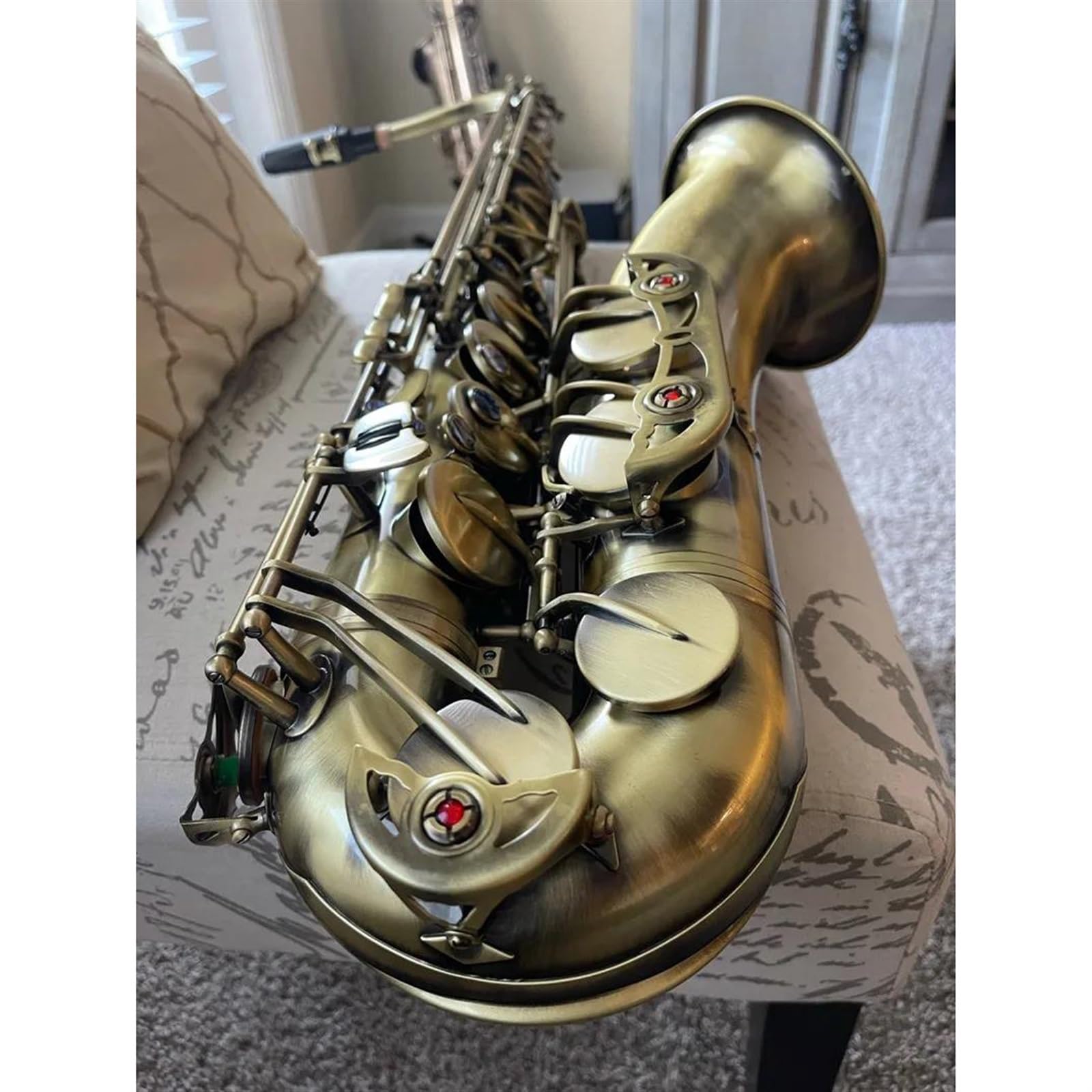 Antyczna Symulacja Bb Saksofon Tenorowy Saksofon Mosiężny Korpus Podwójne Klawisze Instrument Dęty Drewniany Z Futerałem Do Przenoszenia Sax Paski Na Szyję profesjonalny Saksofon