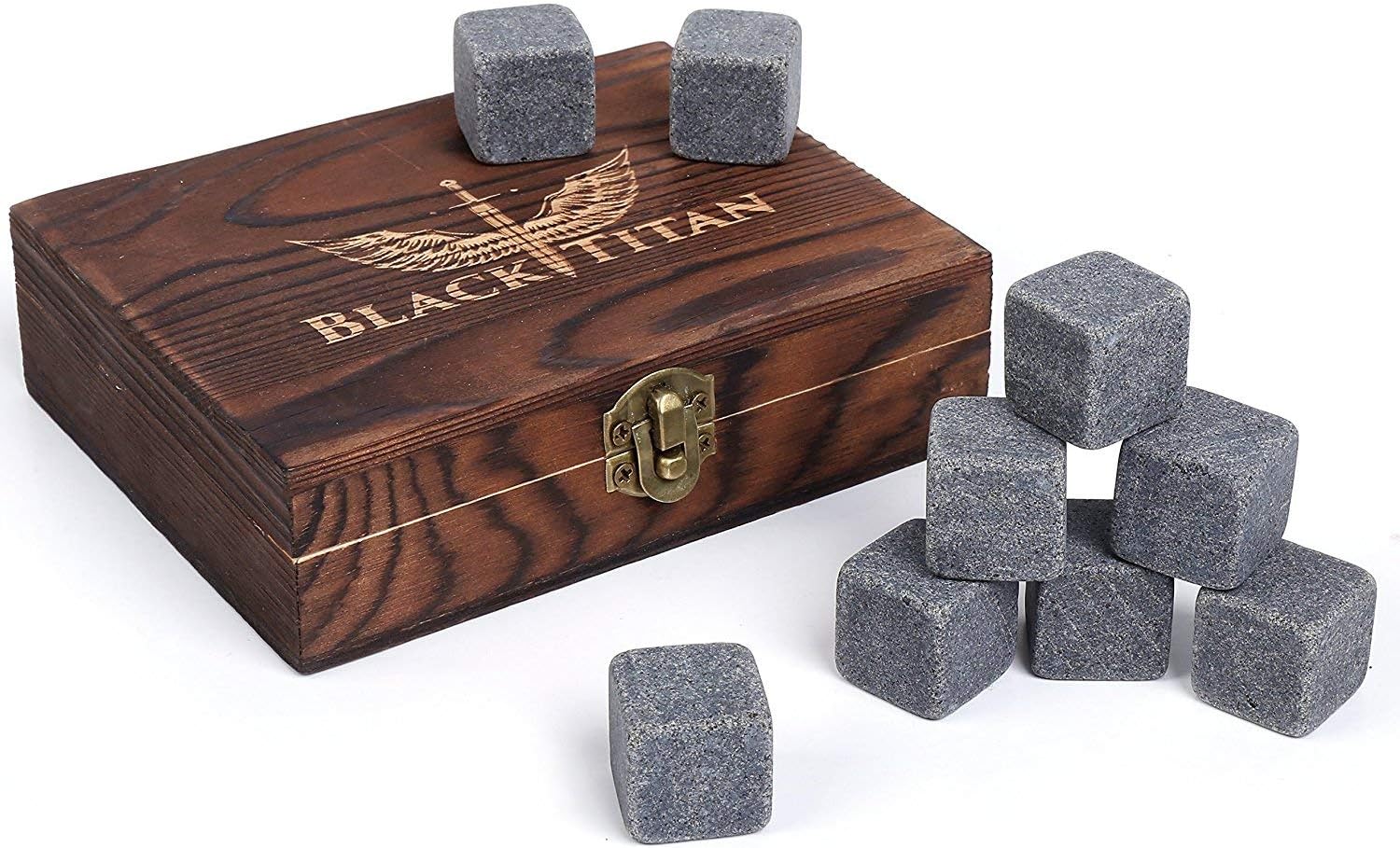 Whiskey Stones Set, Whisky Rocks - 9 Handcrafted Premium Chilling Stones - Whiskey Ice Cubes