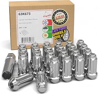 Wheel Accessories Parts 24 Pcs M14 x 2 14 x 2 Thread Truck 2.00" Long Spline Lug Nuts Chrome 6 Spline Hex Fits 2003-14 Ford Expedition Lincoln Navigator 2004-14 F150