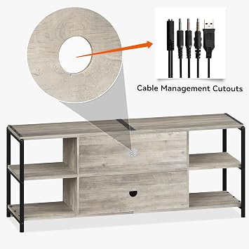 Amyove Industrial TV Stand Farmhouse Entertainment Center for TVs up to 70 Wood Media Console Table with Storage Shelves Mesh Barn Door and Sturdy Metal Frame