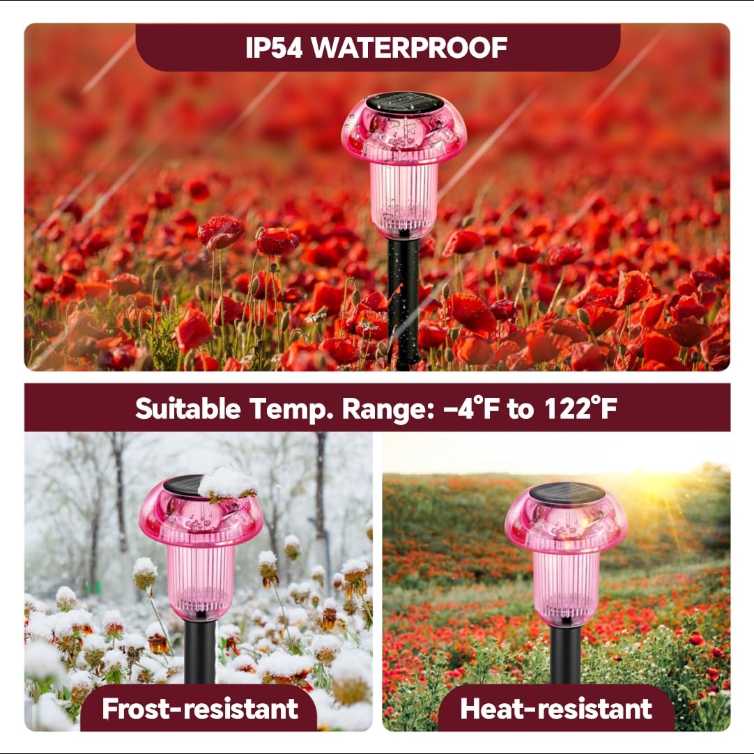 Amazon.co.jp: 2024 アウトドア ピンク+パープル ソーラー キノコ