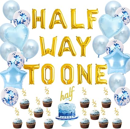 Half Birthday Decorations For Boy Blue Half Way To One Balloon Banner 6 Months 1 2 Cake Toppers Party Supplies Amazon Co Uk Home Kitchen Half Birthday Decorations For Boy Blue Half Way To One Balloon Banner 6 Months 1 2 Cake Toppers Party Supplies Amazon Co Uk Home Kitchen