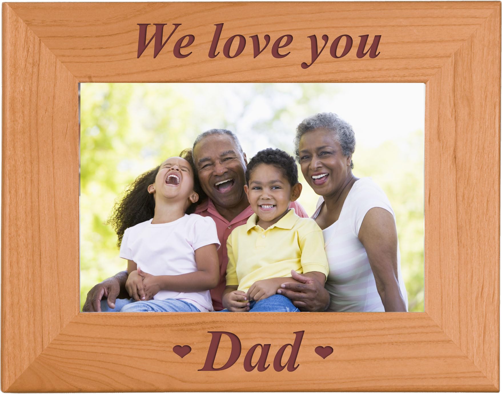SiBeiCustomGiftsNow Holz-Bilderrahmen mit Gravur "We Love You Dad", passend für 10,2 x 15,2 cm große Fotos