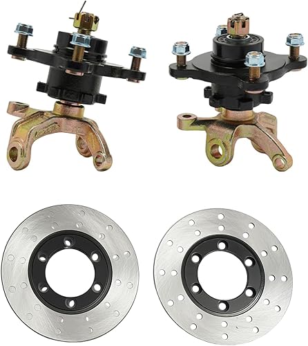ATV 4 buje de rueda delantera de freno delantero, kit de rotor de disco de dirección delantera, husillo de nudillo para 250 cc, 200 cc, 150 cc, 125