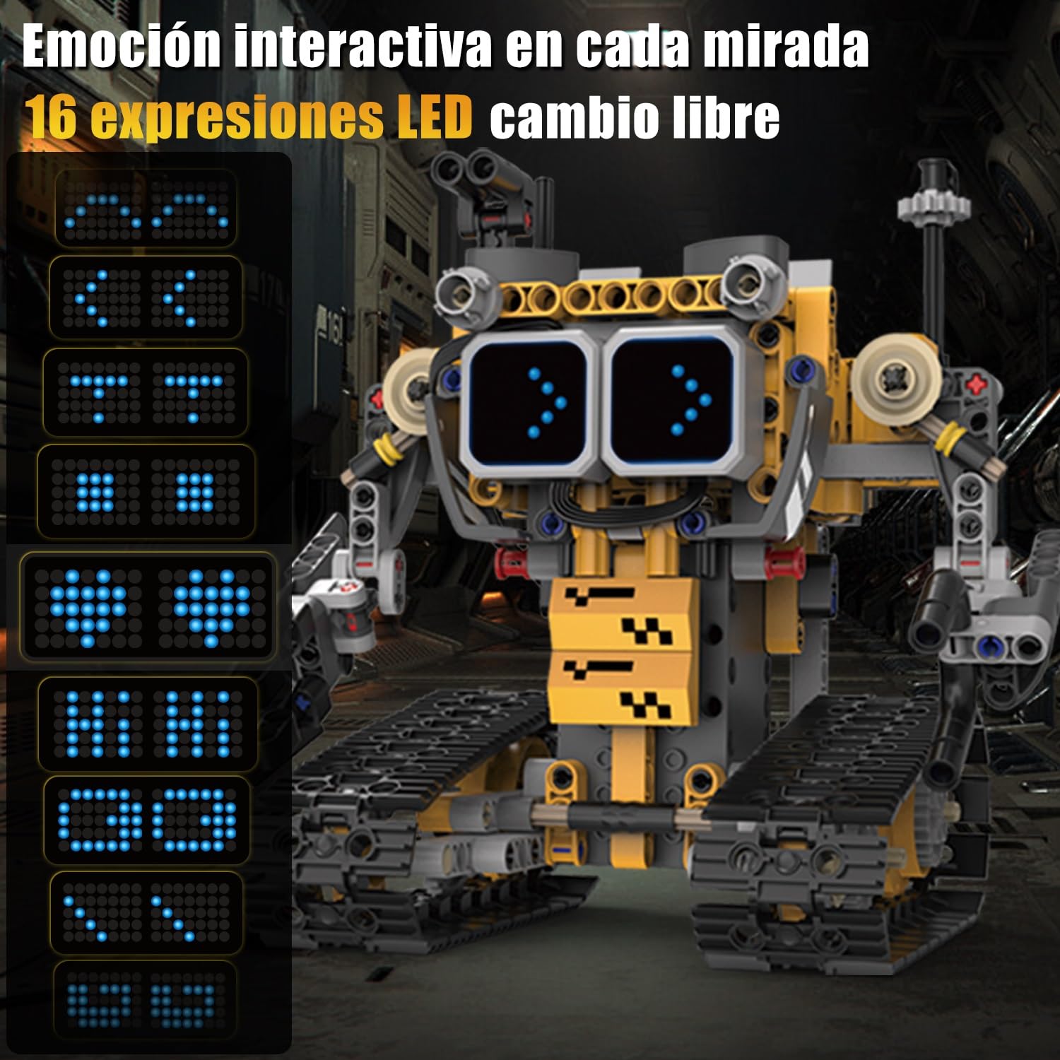 Robot de construcción de tecnología 5 en 1, robot con aplicación y mando a distancia | Technic Wall Robot Kit de construcción con 16 LED mímica, 373 piezas RC programable robot juguete regalo para 6 7 8 10 años