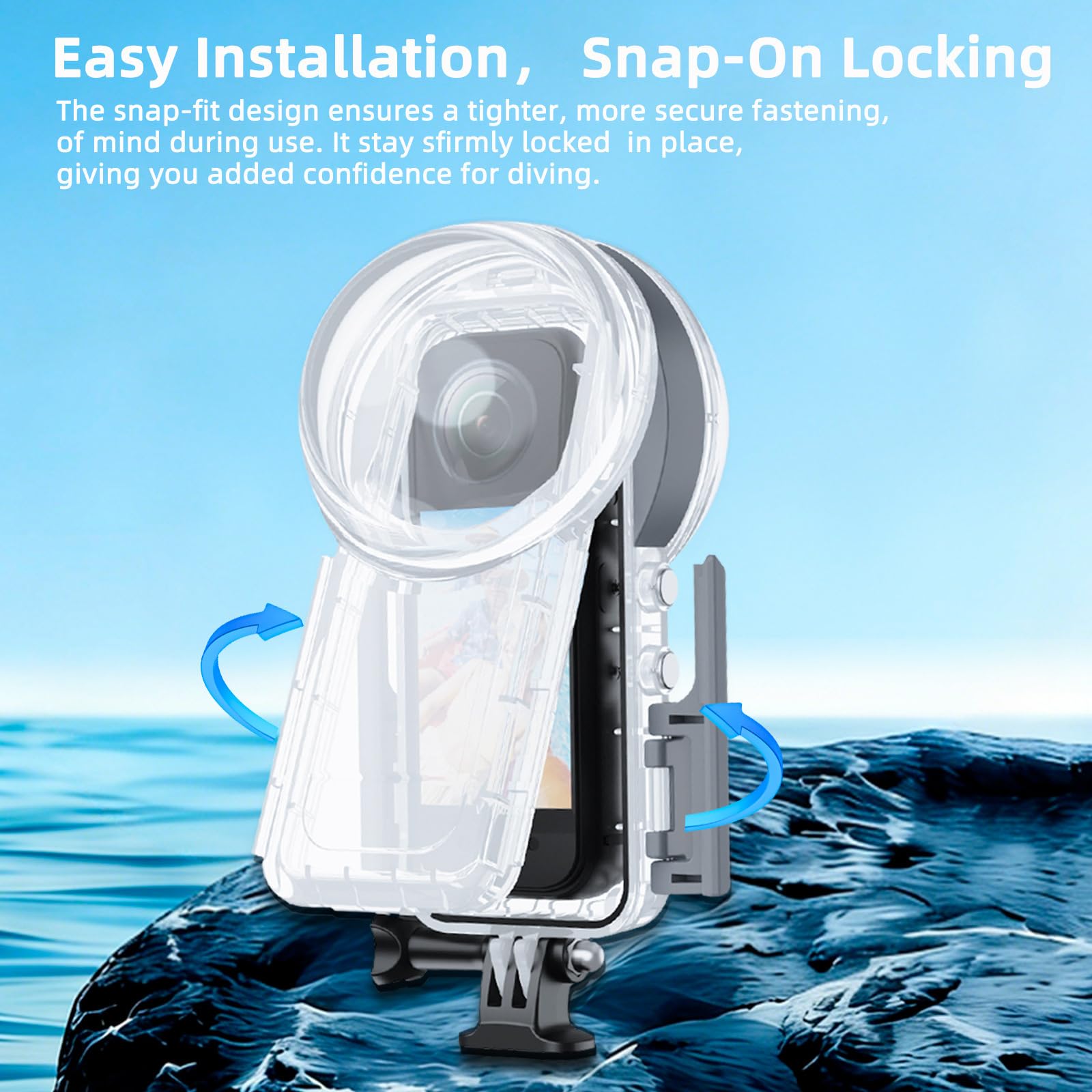 Custodia impermeabile compatta e leggera per custodia subacquea per fotocamera, profondità 50 m, per attività acquatiche, custodia per fotocamera subacquea con prestazioni migliorate