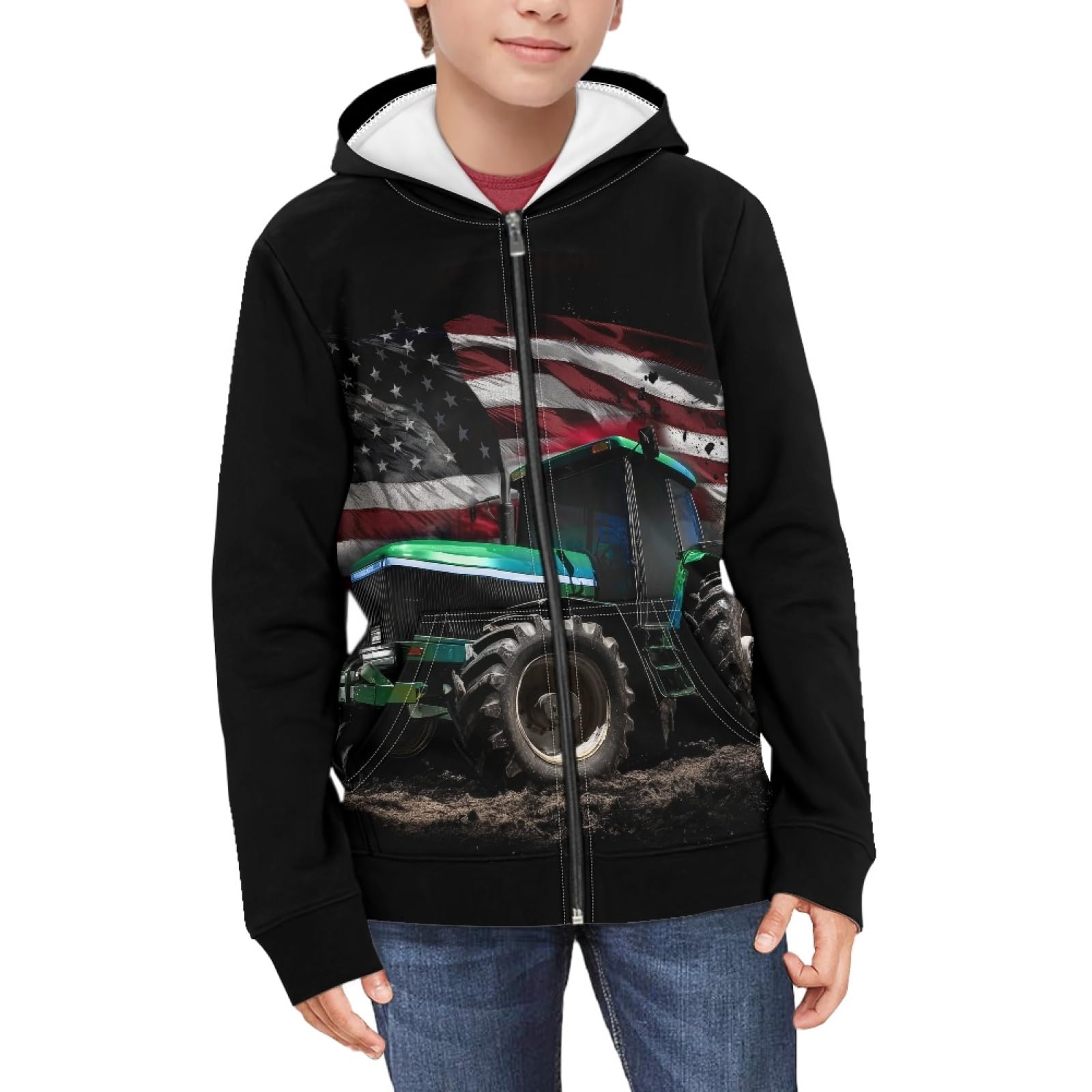 Suobstales Kids Soft Zip-Up Hoodie for Boys 6-16 Years Hooded Sweatshirt Fall Cardigan Jacket with Pockets