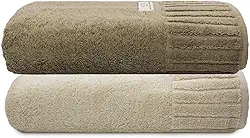 Jogo Toalha De Banho Gigante Ele/Ela Velour 500g/m², 100% Algodão, 02 Peças 85cm x 150cm, Toque Super Macio, Aconchegante, Melhor Absorção, Moderno E Sofisticado (Marrom/Bege)