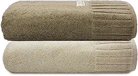 Jogo Toalha De Banho Gigante Ele/Ela Velour 500g/m², 100% Algodão, 02 Peças 85cm x 150cm, Toque Super Macio, Aconchegante, Melhor Absorção, Moderno E Sofisticado (Marrom/Bege)