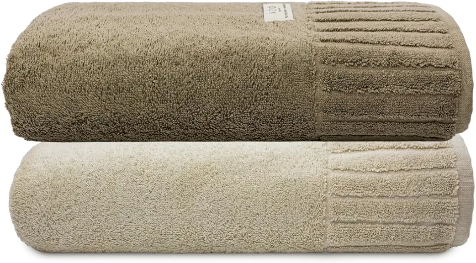 Jogo Toalha De Banho Gigante Ele/Ela Velour 500g/m², 100% Algodão, 02 Peças 85cm x 150cm, Toque Super Macio, Aconchegante, Melhor Absorção, Moderno E Sofisticado (Marrom/Bege)