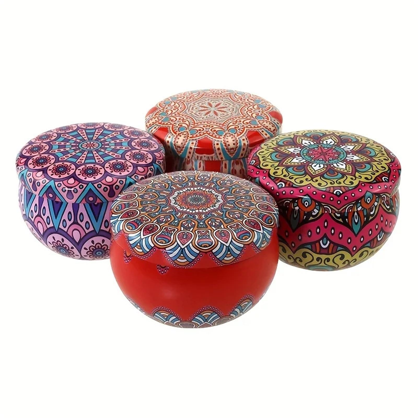CQAHDSEVF Candle Containers, 4 Pieces Empty Aluminum Candle Tin Jars for DIY, Multicolor(4pcs-Color 01)