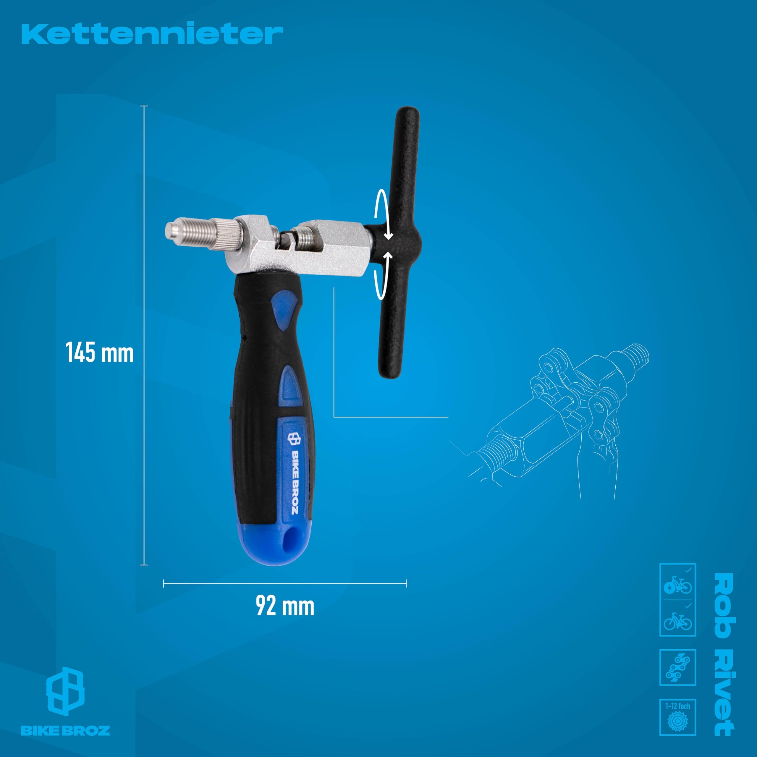 KETTENNIETER/ KETTENNIETDRÜCKER, FÜR FAHRRADKETTEN 7 BIS 11 FACH, ROB RIVET - 2