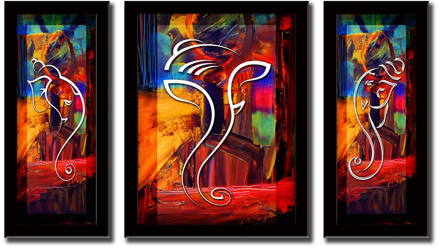 LIFEHAXTOREXtore Ganesha Art Framed Painting |UV Textured | Ready to Hang (Wood, 24 inch x 18 inch)