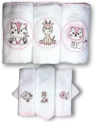 Kit SAFARI com 6 Fraldas De Pano Bordadas (3 De Ombro + 3 De Boca) (ROSA)