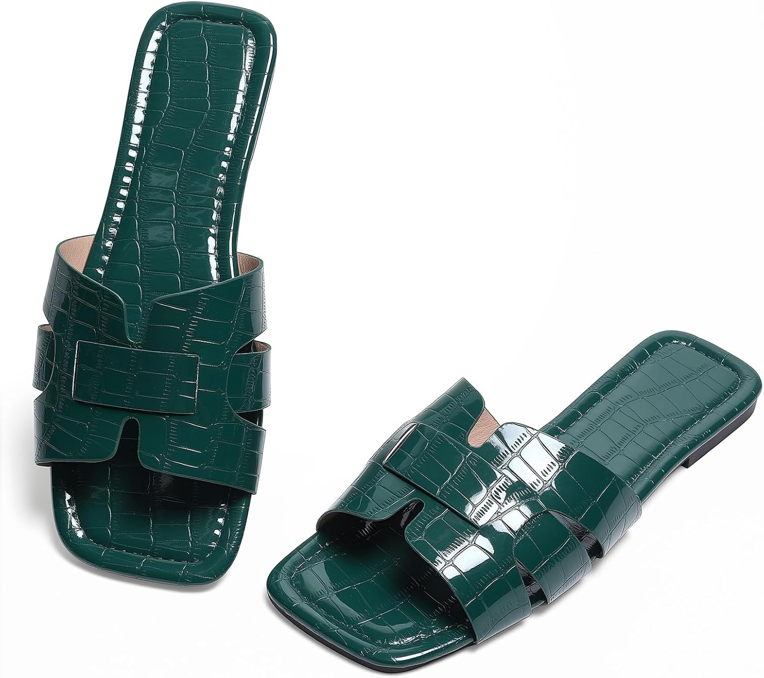 Women's Dressy Casual Flat Sandals, Elegant Comfortable Slip-On Slides with Textured Upper, Versatile Dressy Style for Everyday Wear