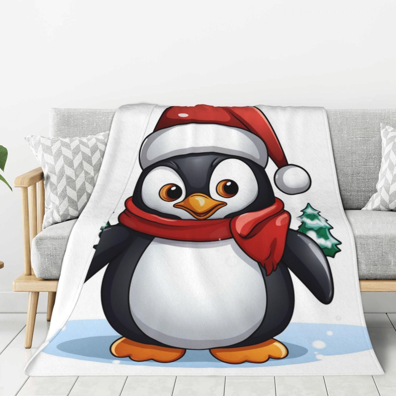 Couverture en flanelle pingouin contre le froid : plaid lit doux et léger