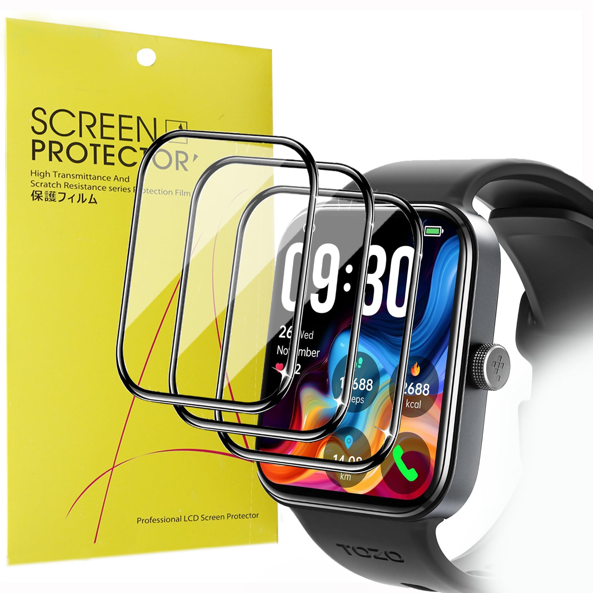 Lamshaw Compatible for TOZO S4 Smart Watch Screen Protector, [3 Pack] 3D Full Coverage PET Soft Screen Protector Film Compatible for TOZO S4 AcuFit One 1.78-inch Smart Watch (3 Pack)
